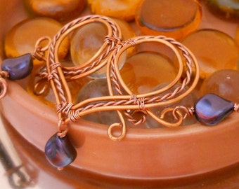 Rustic Copper Heart and Leather Choker