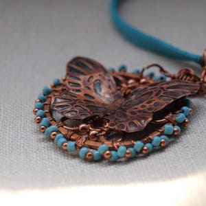 3D Copper Embossed Butterfly Necklace image 1