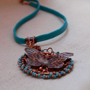 3D Copper Embossed Butterfly Necklace image 2