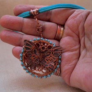 3D Copper Embossed Butterfly Necklace image 4