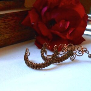 Hand Woven Copper Ribbon Demi Hoop Earrings image 3