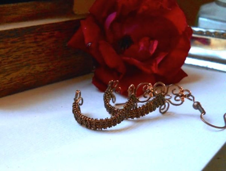 Hand Woven Copper Ribbon Demi Hoop Earrings image 3