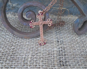 Wire Copper  Cross with 20 inch chain
