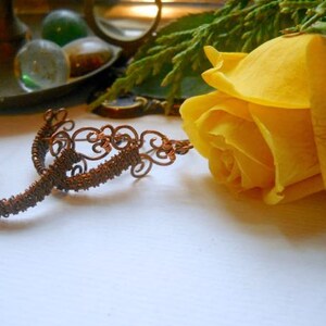 Hand Woven Copper Ribbon Demi Hoop Earrings image 1