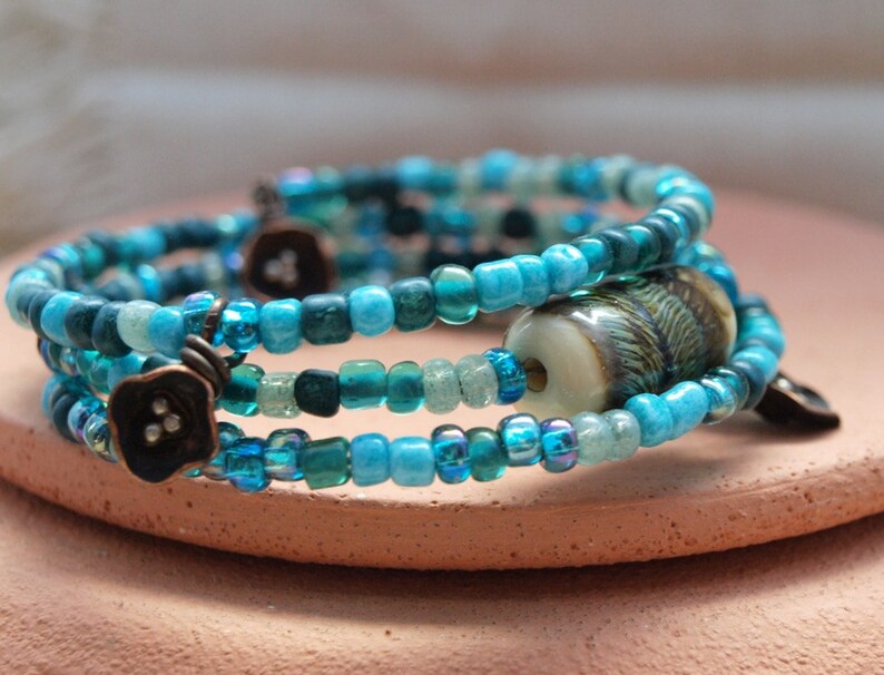 Vibrant Blue Wrap Bracelet image 1