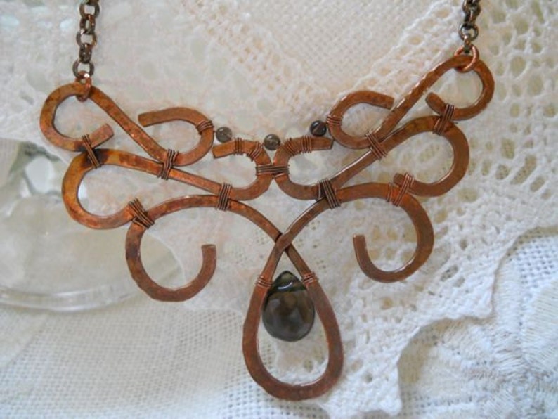 Smokey Quartz and Copper Filigree Necklace image 5