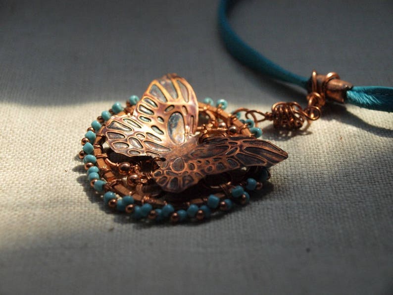 3D Copper Embossed Butterfly Necklace image 5