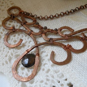 Smokey Quartz and Copper Filigree Necklace image 1