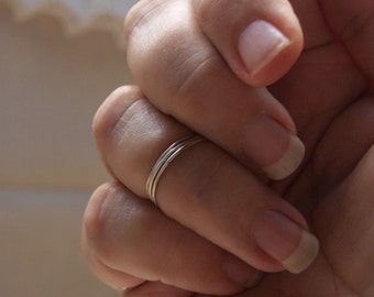 Set of 3 Skinny Stacking Rings, Midi Ring, Pinky Ring