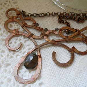 Smokey Quartz and Copper Filigree Necklace image 3