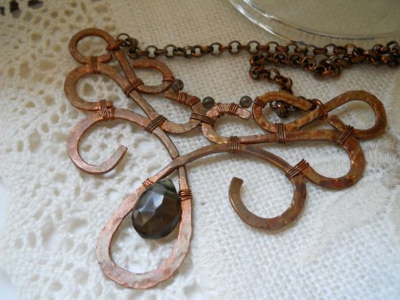 Smokey Quartz and Copper Filigree Necklace image 3