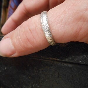 Sterling Silver Floral Pattern Band Ring, also Available in 14kt Gold Filled image 4