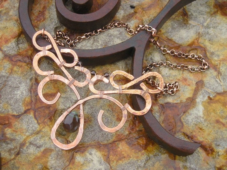 Smokey Quartz and Copper Filigree Necklace image 2