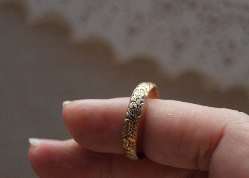 Sterling Silver Floral Pattern Band Ring, also Available in 14kt Gold Filled image 10