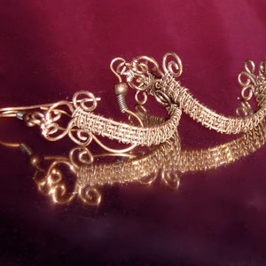 Hand Woven Copper Ribbon Demi Hoop Earrings image 5
