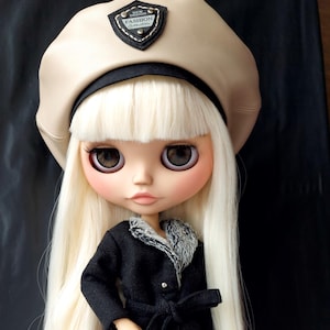 Handmade Linen Coat & Beret Clothing Set for Blythe Doll