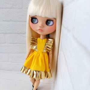 Romantic outfit for blythe doll, blythe dress, dress for Blythe, doll clothes, blythe clothes Handmade clothing set for Blythe blue shoes