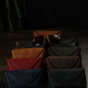 Estuche magnético para gafas de cuero genuino, estuche de cuero para gafas, estuche de cuero para gafas hecho a mano, estuche para gafas con forro suave personalizado