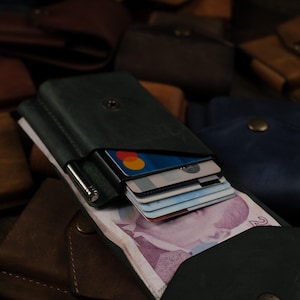 Portefeuille en cuir véritable avec porte-stylo pour ordinateur portable Petit portefeuille de luxe avec carte-stylo et porte-ordinateur portable Organiseur de portefeuille compact