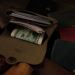 Real Leather Wallet made from calf Leather Card and Cash Holder Customized for men and for women snap wallet minimal wallet