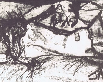 Nude woman with a bandaid on her butt limited edition lithograph