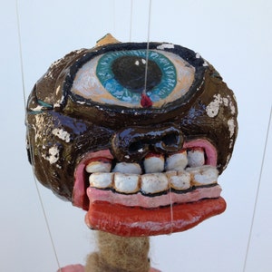 Monster OOAK marionette art doll ceramic found object mache image 1