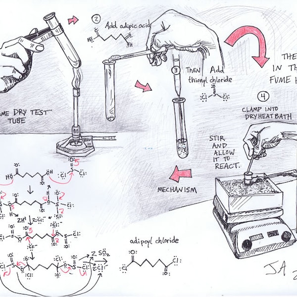 Adipoyl chloride production from a dicarboxylic acid