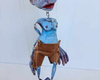 Elliot (by Adam Goldthwaite) OOAK marionette art doll ceramic found object mache