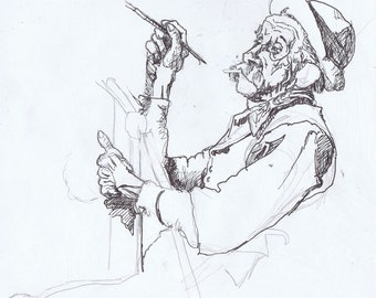 A copy of a Norman Rockwell painting from a sketch book