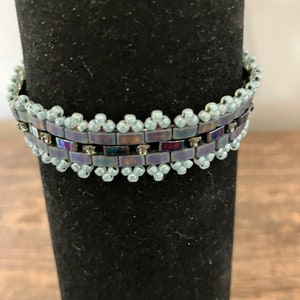 Blue Tila Bead Bracelet