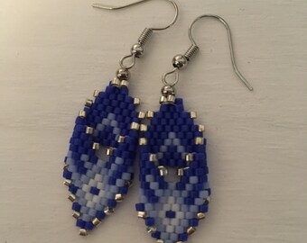 Beaded Dangle Leaf Earrings