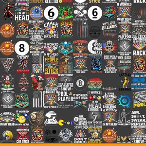 Billard Png, Pool Spieler Png, Billard Png, Pool Png, Billard Shirt Png Bundle, lustiges Billard, 8 Ball Png, digitaler Download