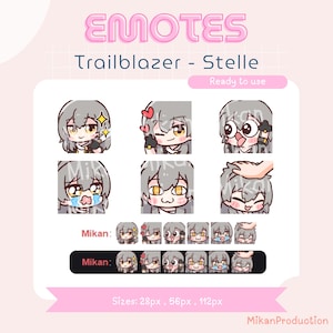 Trailblazer Stelle Honkai Star Rail HSR Emotes for Twitch | Youtube | Discord