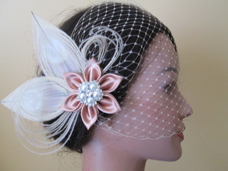 Rose Gold PEACOCK Wedding Fascinator Blush Bridal Hair Etsy