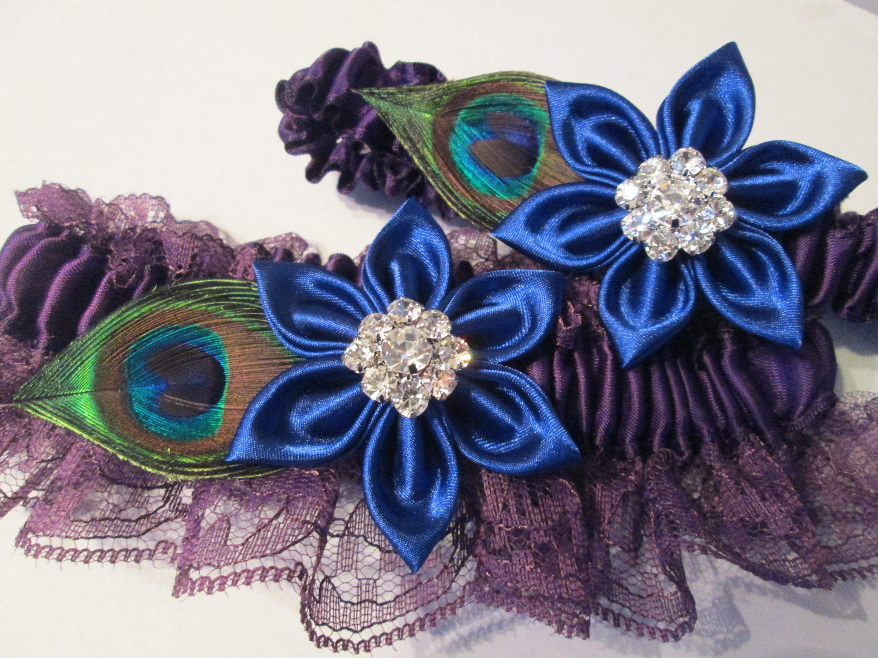 burgundy Personalised wedding lilac bridal garter royal blue 