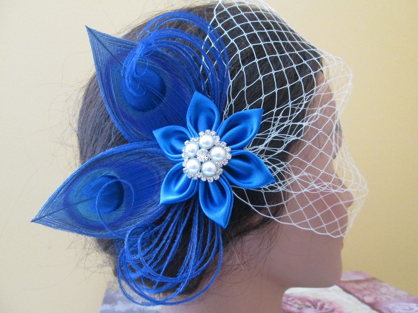 Royal Blue Wedding Fascinator Something Blue Bridal Head Etsy