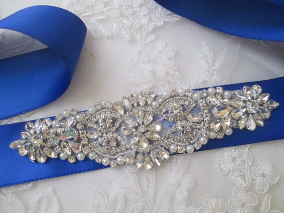 Royal Blue Bridal Sash Royal Blue Satin Sash Belt Something Blue