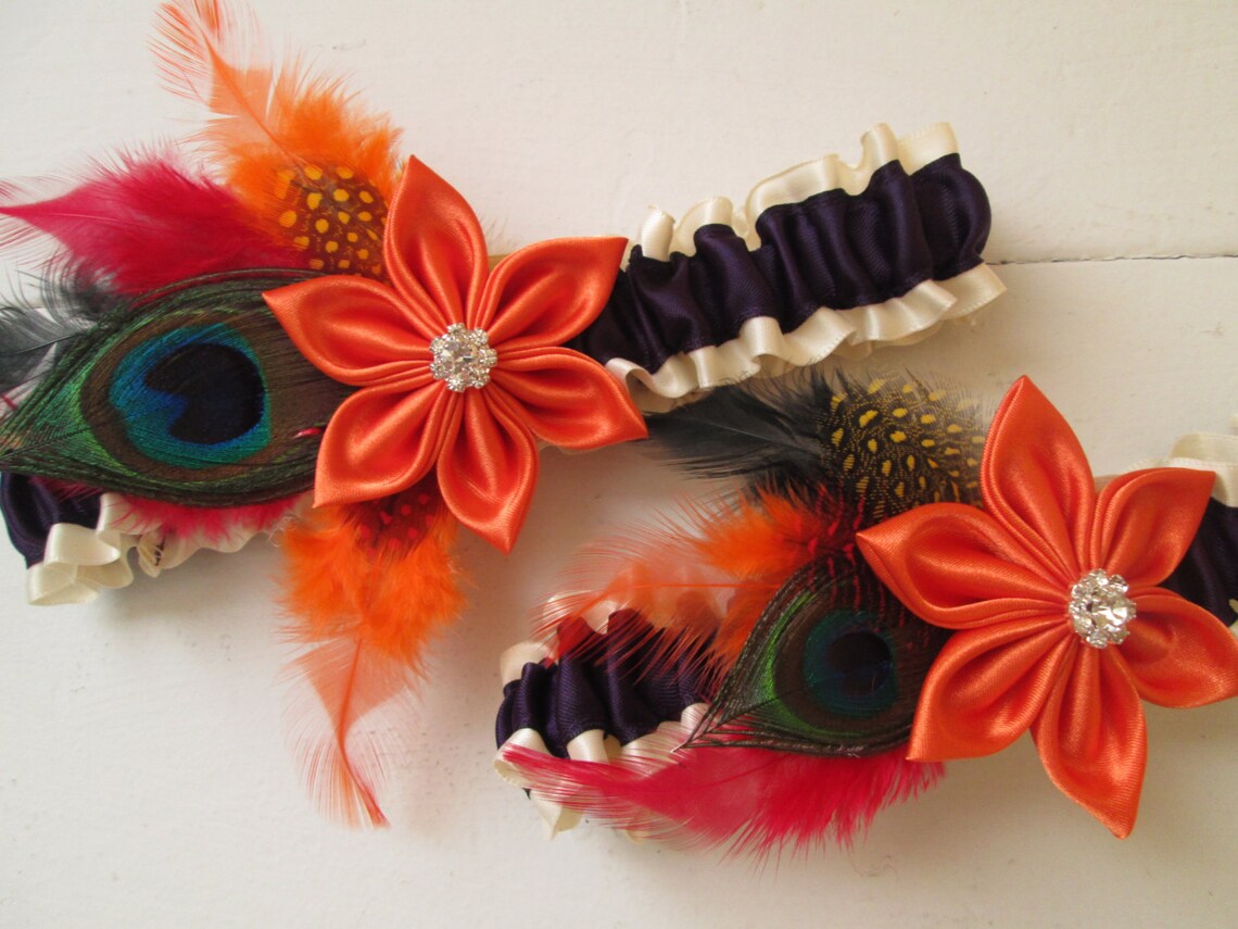 Halloween Scarecrow Wedding Garters Purple & Orange Garter Etsy