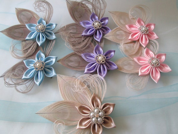 Peacock Wedding Bride Hair Fascinators Bridal Party Pk Of 7 Etsy
