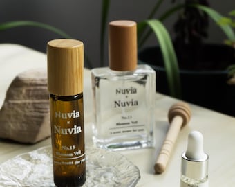 Aceite perfumado Blossom Veil: flor de albaricoque, flor de naranja, rosa, violeta, pachulí, almizcle, fragancia floral ligera, perfecta para primavera y regalos.