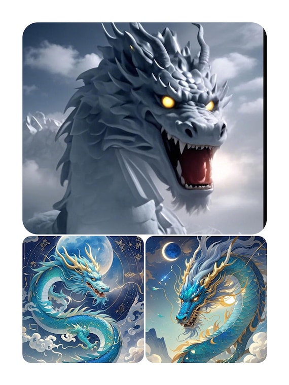 Azure Dragon Feng Shui Wall Art, Chinese Mythical Dragon for
