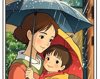 Impressão artística de mãe e filho: ilustração familiar emocionante (download digital)