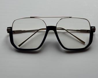 Gafas de sol extragrandes de estilo retro, transparentes, con montura negra y dorada, estilo vintage, regalo para ella y para él. Gafas de sol para mujer.