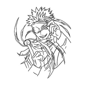 Disegno di ricamo ispirato agli anime: disegno unico di linee di stregone per abbigliamento e regali