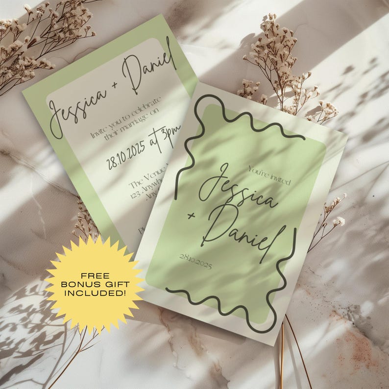 Lime Invitation Background Lime Cream Wedding Invitation Canva Template | 2025 Colour of the Year ...