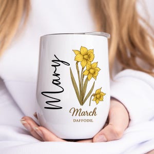 Birth Flower Tumblers, Custom Birthday Mug With Name, Birthday Flower Mug, Custom Gift For Mom, Custom Floral Mug Dried Flower, Floral Mug
