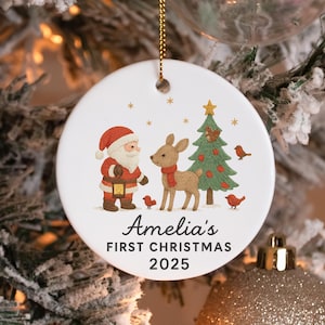 Santa Clause Christmas Ornament, Personalized Baby&#39;s First Christmas Ornament, Baby Girl&#39;s First Christmas Ornament, First Baby Ornament