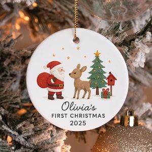 Baby Girl&#39;s First Christmas Ornament, Baby First Christmas Ornament, Santa Clause Ornament, Baby Girl Ornament Personalized, Baby Ornament