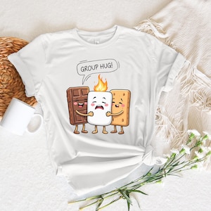 Marshmallow Shirt, Group Hug Marshmallow Campfire Smores Funny Camping, Sweater Marshmallow Yarn,marshmallow Sweater, Womens Sweater