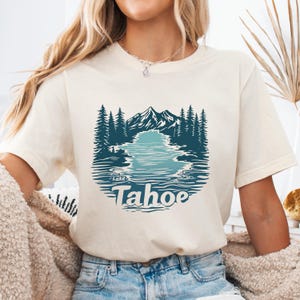Lake Tahoe Shirt, Mountain and Lake Graphic Tee, Outdoor Adventure T-Shirt, Travel Souvenir, Nature Lover Gift, Retro Lake Tahoe Tee